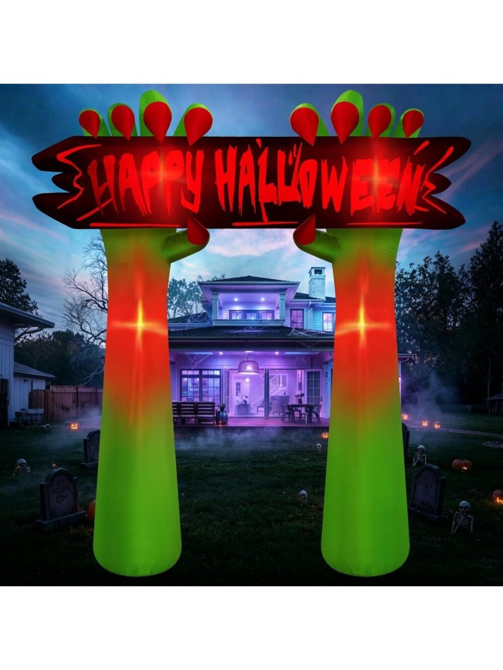 8FT Tall Hand arch Halloween Inflatable Hand Archway Outdoor Decor Waterproof